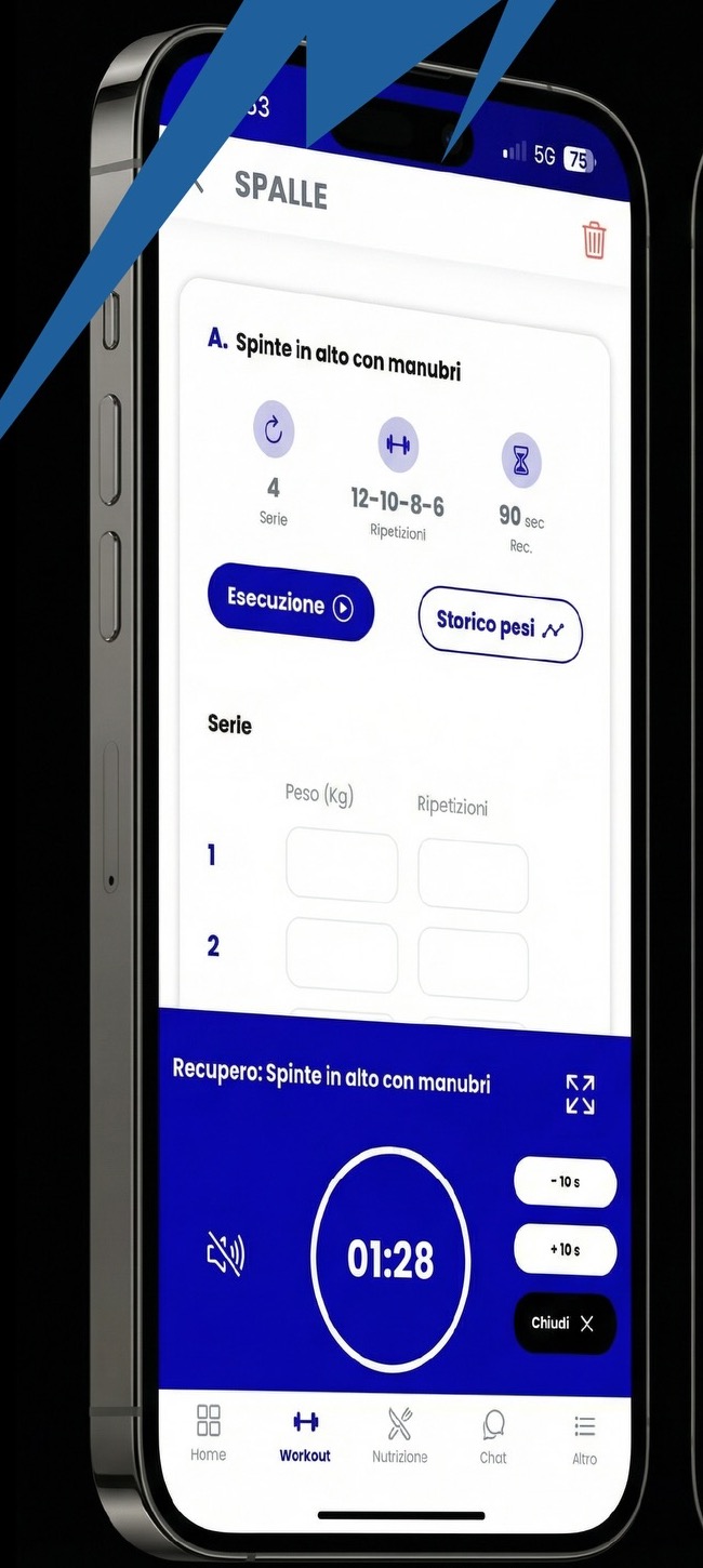 App CoachPlus con video esecuzione, serie, carichi, ripetizioni e timer