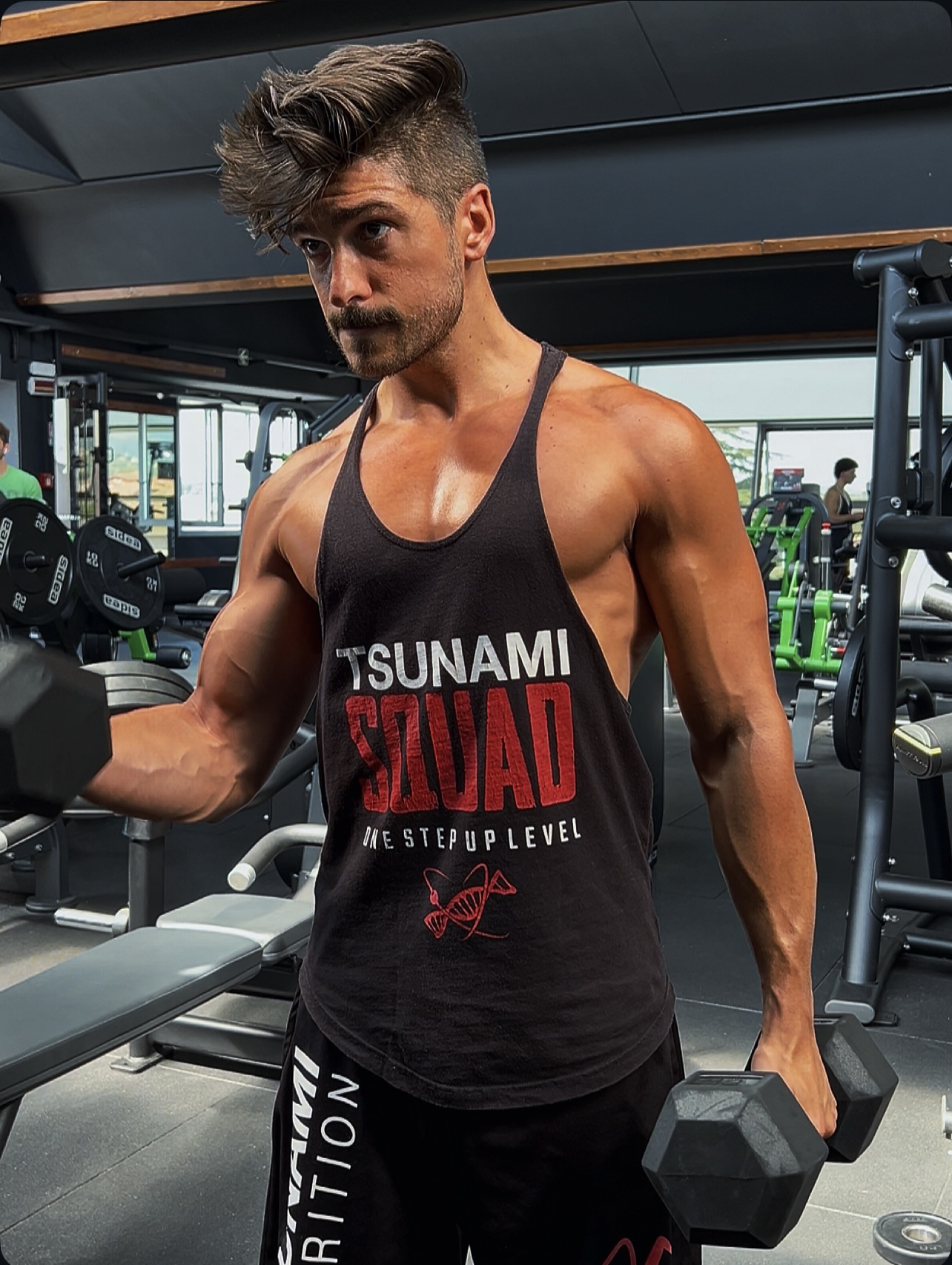 Matteo Carboncini durante un allenamento in palestra